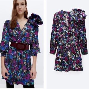 Uterque Floral Vintage Inspired Wrap Retro Mini Dress